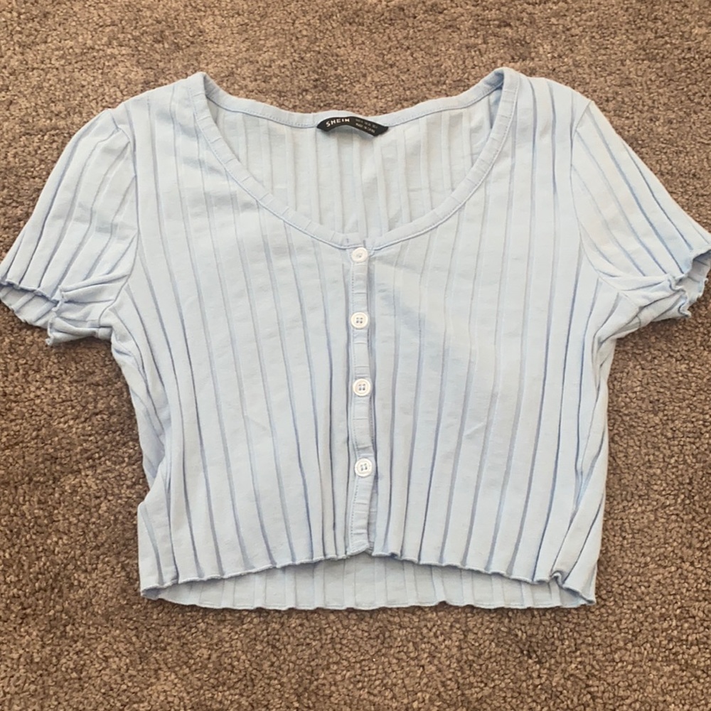 cute blue button up top :)
